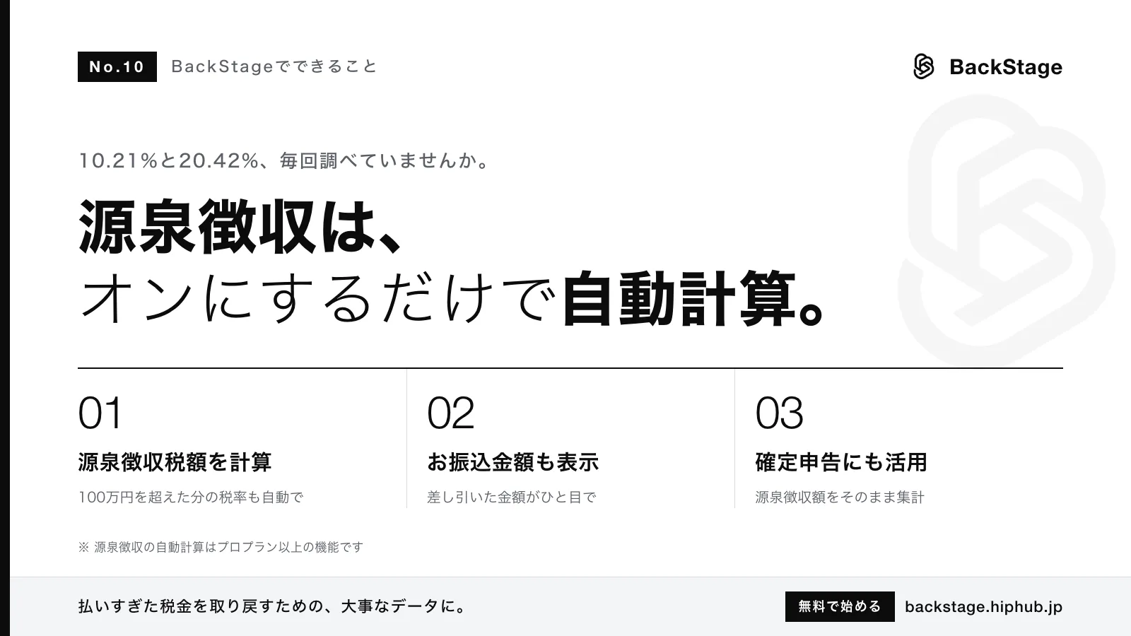 BackStageでできること #10｜源泉徴収の自動計算
