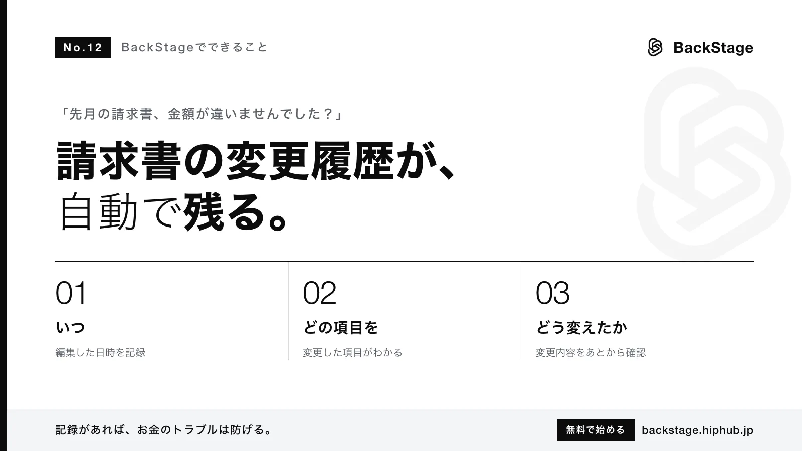 BackStageでできること #12｜請求書の変更履歴が残る