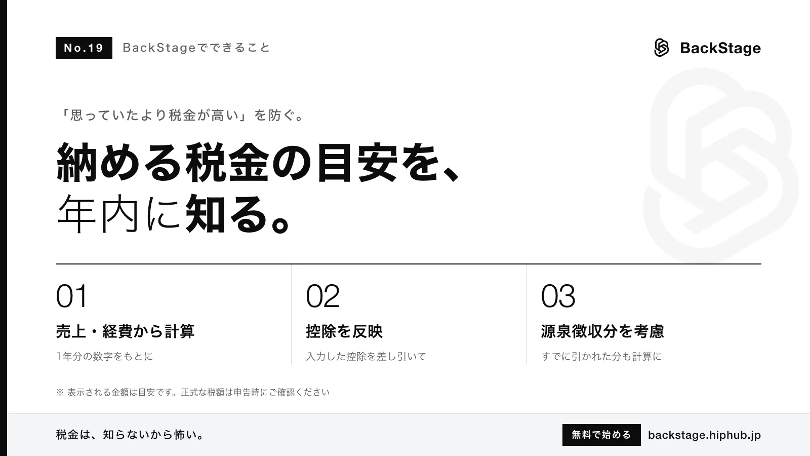 BackStageでできること #19｜税額のシミュレーション