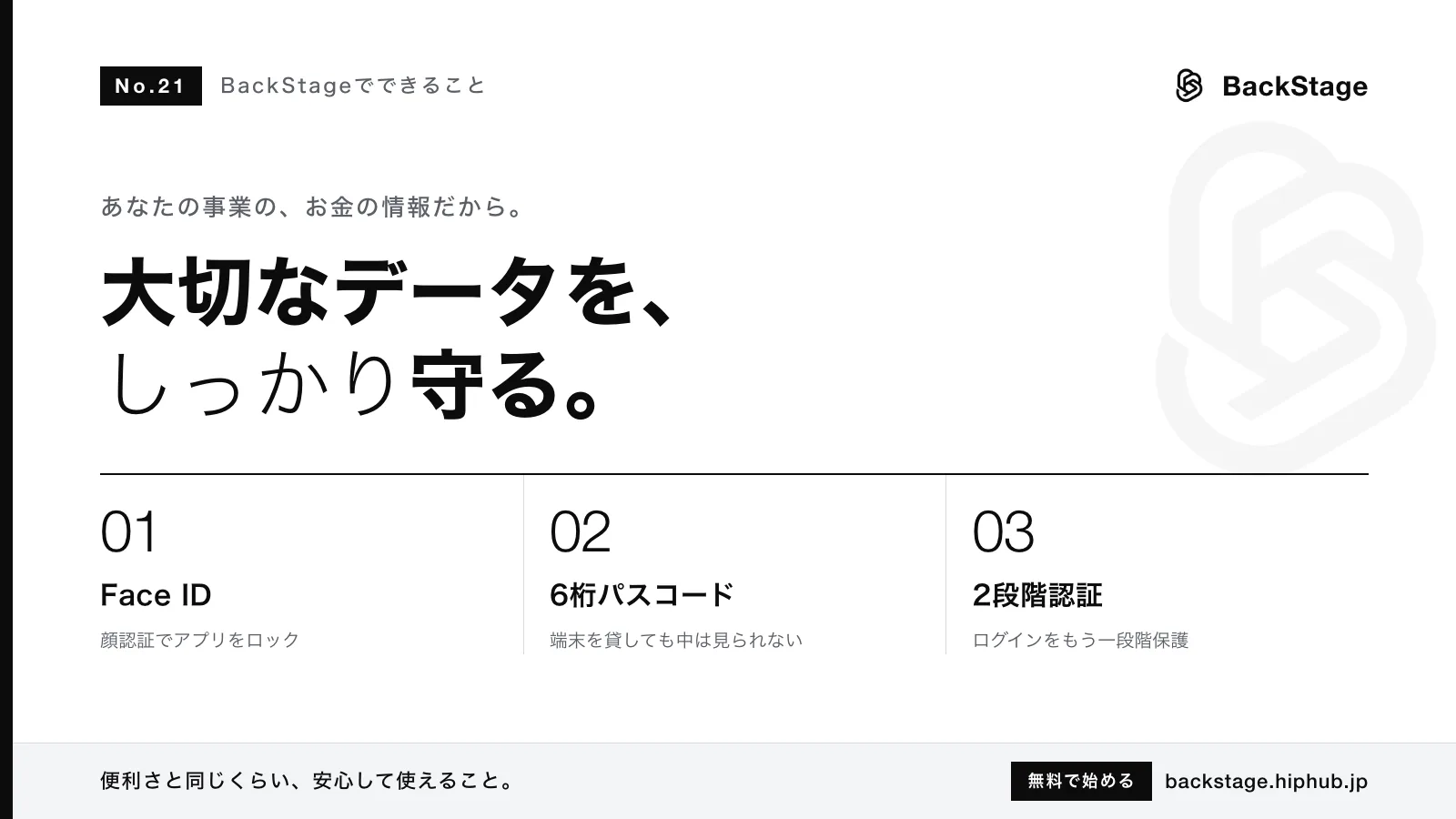 BackStageでできること #21｜Face ID・パスコードでロック