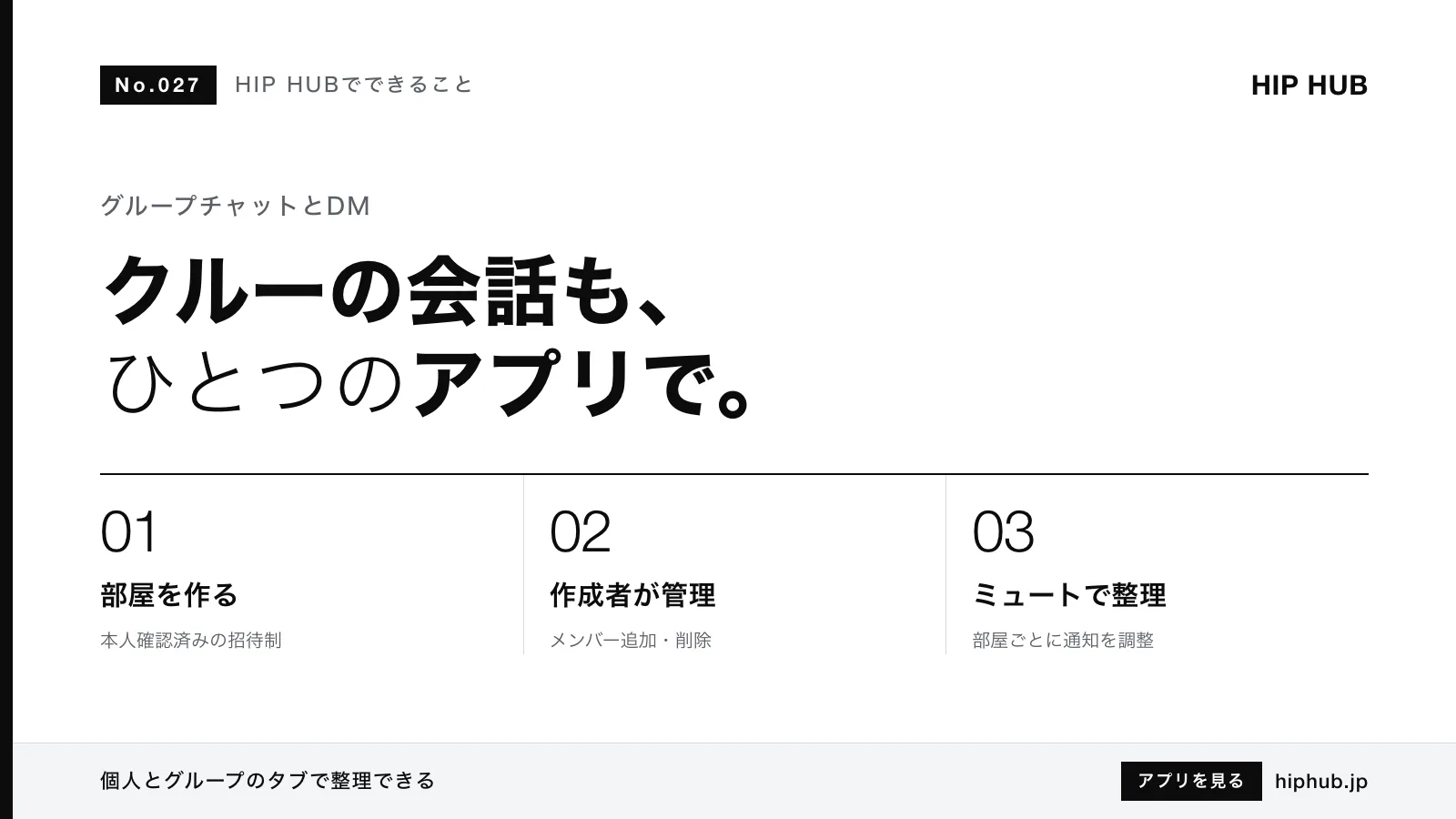 HIP HUBでできること #027｜グループチャットとDMでクルー・仲間と話す方法