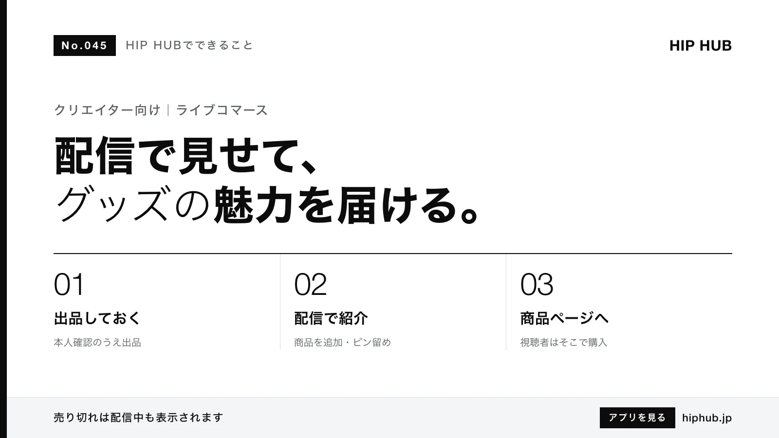 HIP HUBでできること #045｜ライブコマースでグッズを売る方法と準備